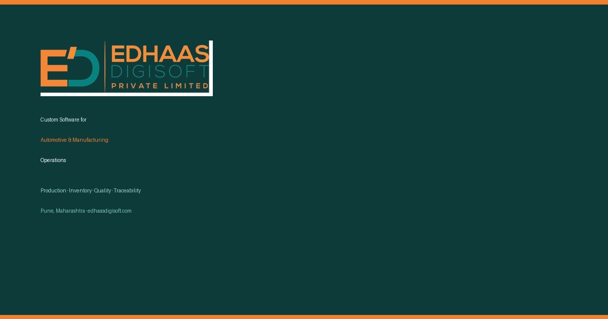 Preventive Maintenance Software for Auto Component Plants | Edhaas Digisoft